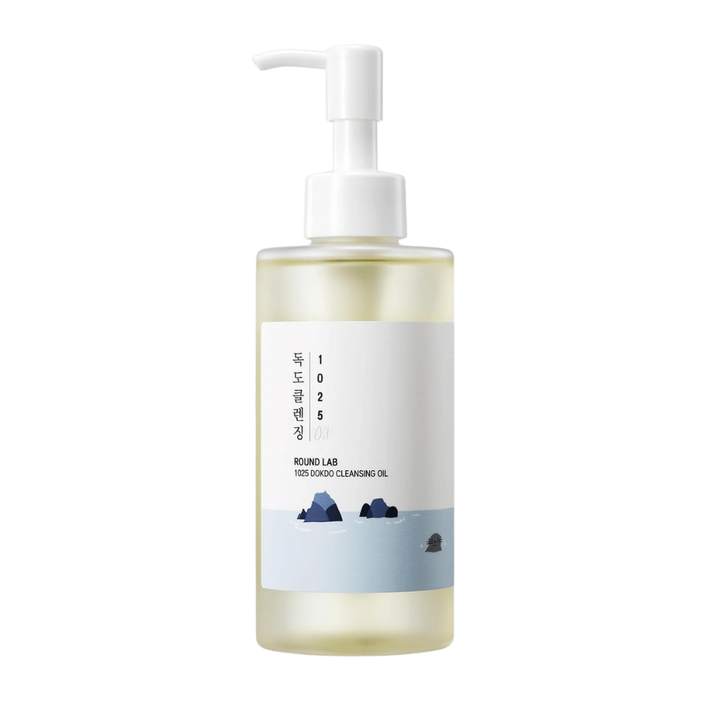 Huile nettoyante coréenne pour peaux sensibles de Round Lab qui offre un nettoyage en profondeur et une sensation fraîche et hydratée