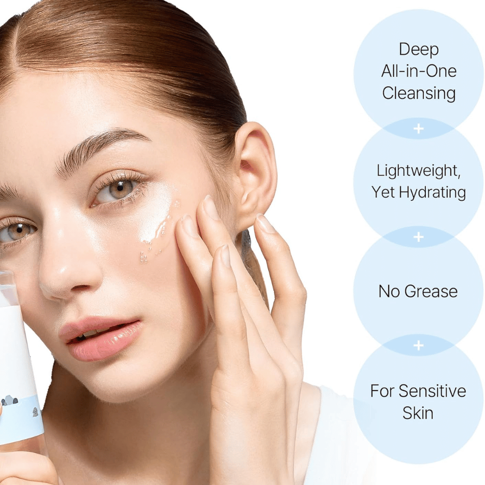 Nettoyant visage de Round Lab avec une huile nettoyante à action profonde qui nettoie les pores en douceur sans laisser de film gras