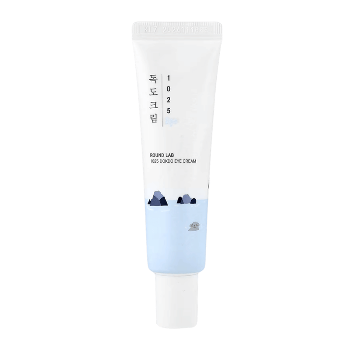 Round Lab 1025 Dokdo Eye Cream image produit au design minimaliste, formule hydratante pour peaux sensibles et élasticité de la peau améliorée
