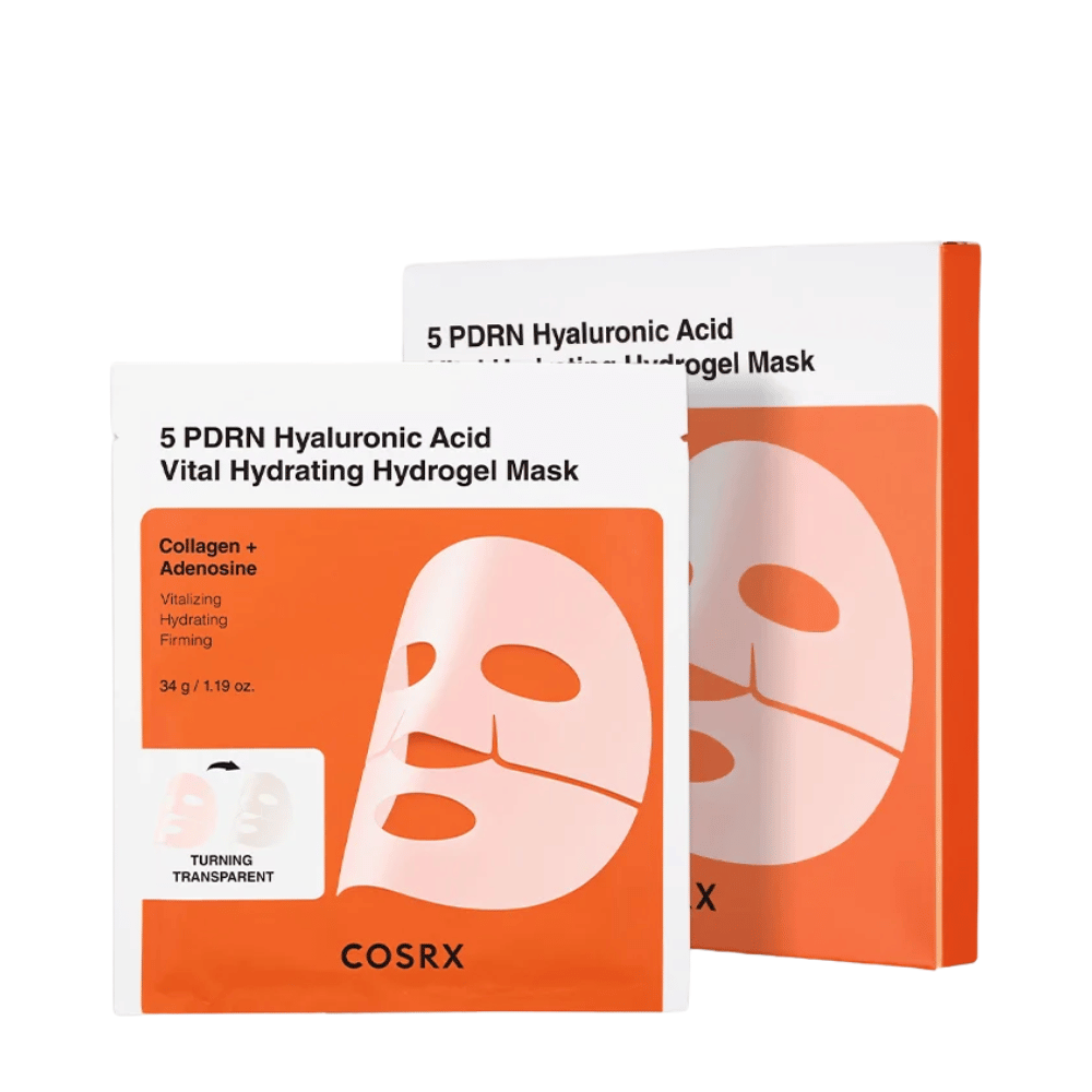 COSRX 5 PDRN Hyaluronic Acid Vital Hydrating Hydrogel Mask 34 g avec collagène et adénosine pour des soins hydratants et raffermissants
