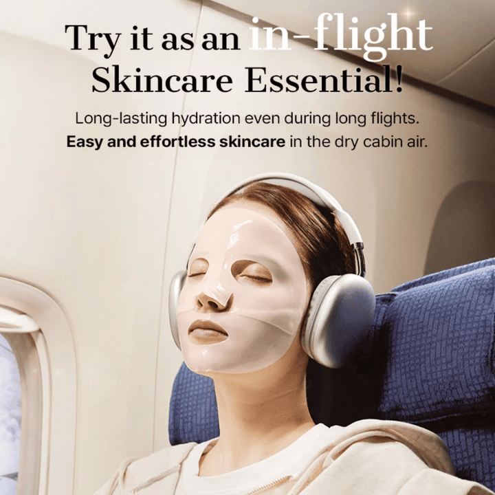 COSRX 5 PDRN Hyaluronic Acid Vital Hydrating Hydrogel Mask utilisé comme hydratant sheet mask pendant un vol pour une hydratation durable et un effet apaisant
