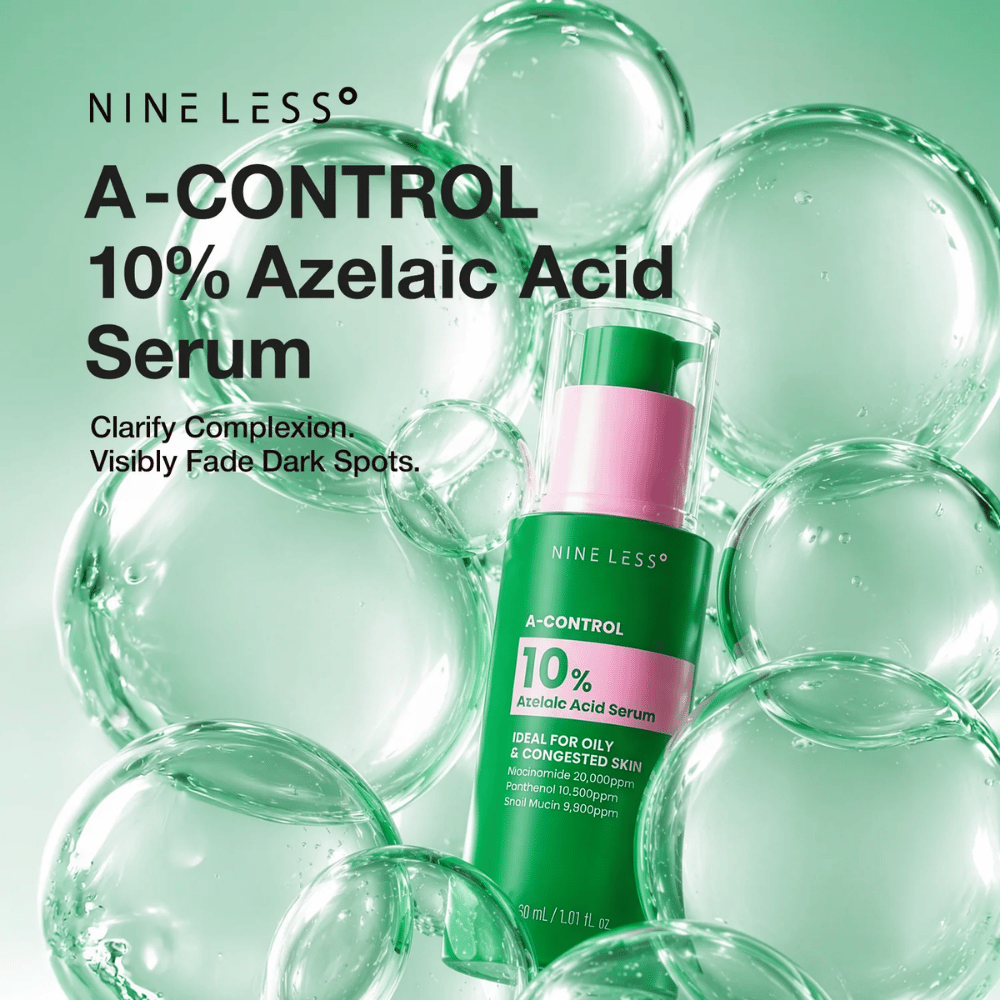 NINELESS A-Control 10% Azelaic Acid Serum 30 ml – sérum coréen à l’acide azélaïque contre les imperfections, les taches pigmentaires et pour un teint plus uniforme.