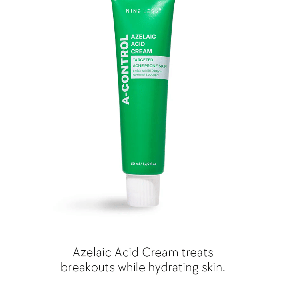 NINELESS Azelaic Acid Cream crème visage – crème pour peau sujette à l'acné qui aide à combattre les boutons, hydrater la peau et uniformiser le teint.