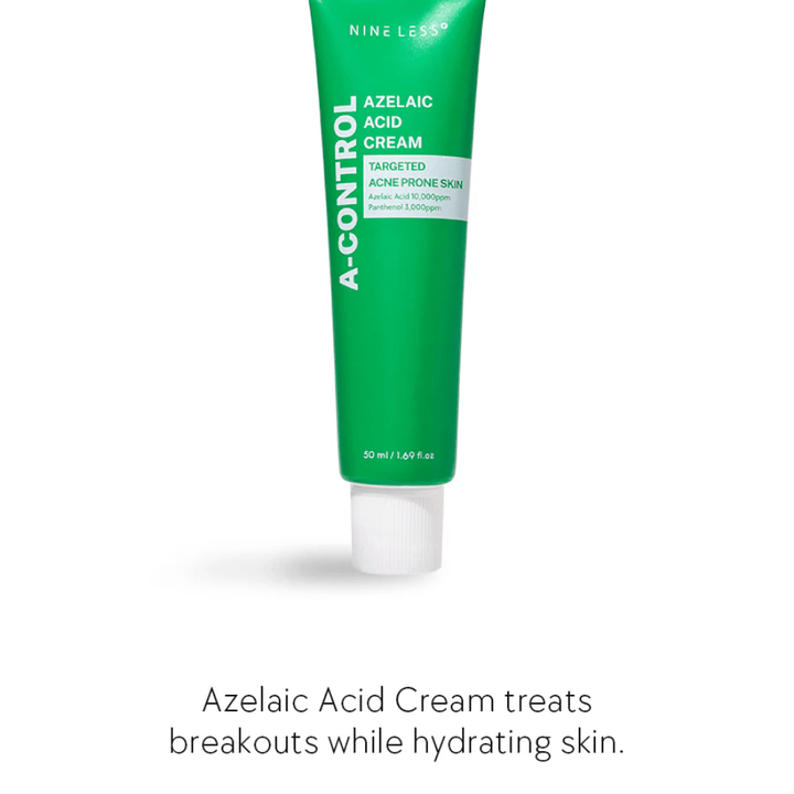 NINELESS Azelaic Acid Cream crème visage – crème pour peau sujette à l'acné qui aide à combattre les boutons, hydrater la peau et uniformiser le teint.