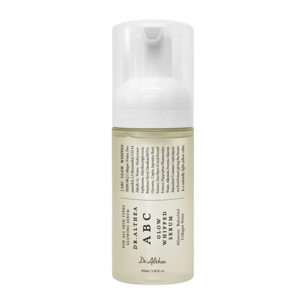 Image – produit détouré (Google Images important)
Dr. Althea ABC Glow Whipped Serum en flacon-pompe avec une texture mousse légère qui hydrate, unifie le teint et apporte de l’éclat.