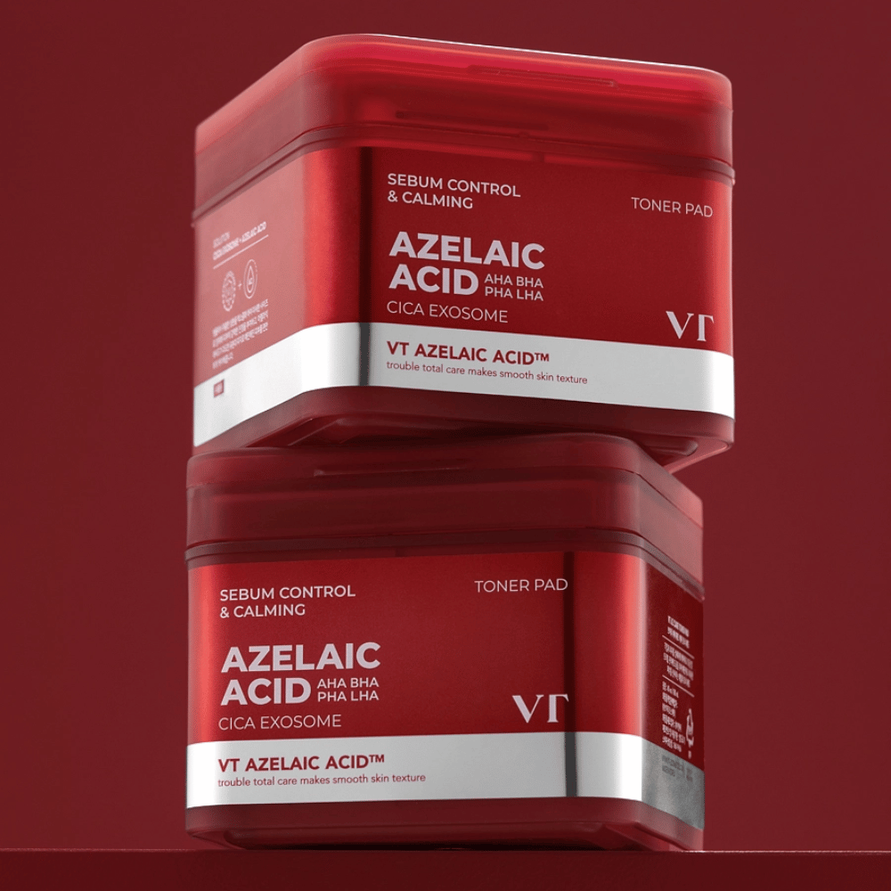 Deux pots de VT Azelaic Acid Toner Pad – contrôle efficace du sébum et soin apaisant de la peau avec Cica Exosome.