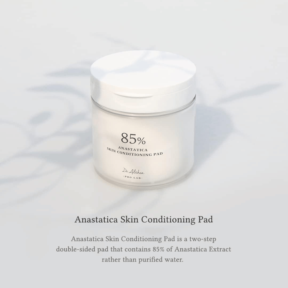 Dr. Althea 85% Anastatica Skin Conditioning Pad avec 85 % d’extrait d’Anastatica qui hydrate, renforce la barrière cutanée et rend la peau plus douce.