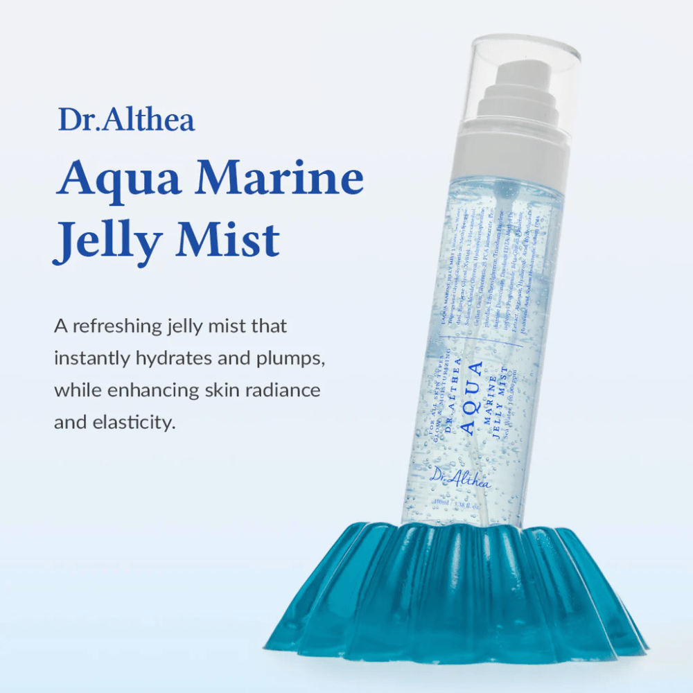 Dr. Althea Aqua Marine Jelly Mist présenté comme brume hydratante pour le visage pour les soins quotidiens de la peau