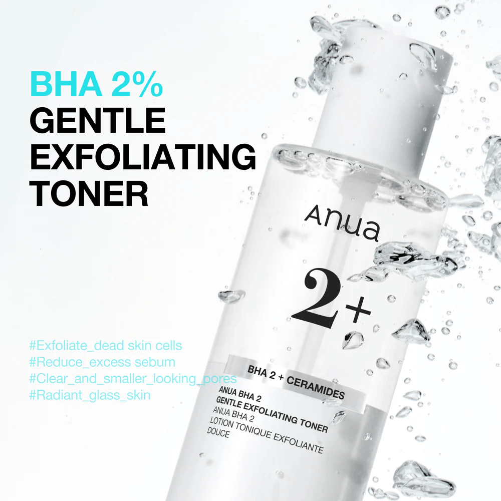 Anua BHA 2% Gentle Exfoliating Toner avec céramides – BHA-toner visage doux qui réduit les pores obstrués et l'excès de sébum