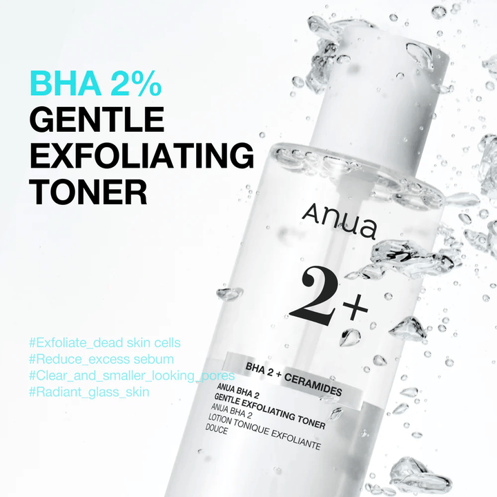 Anua BHA 2% Gentle Exfoliating Toner avec céramides – BHA-toner visage doux qui réduit les pores obstrués et l'excès de sébum