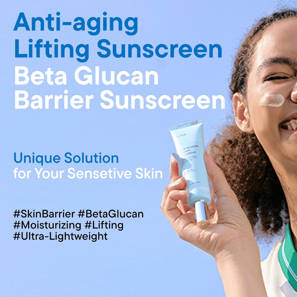 iUNIK Beta-Glucan Barrier Sunscreen SPF50+ PA++++ protection solaire pour peau sensible avec bêta-glucane et peptides anti-âge
