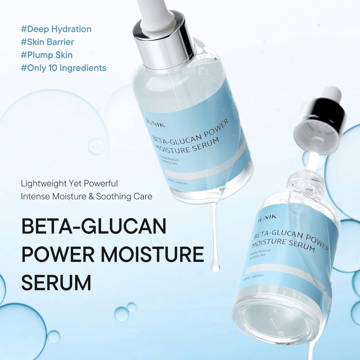 iUNIK Beta-Glucan Power Moisture Serum – sérum facial coréen pour une hydratation profonde et soins apaisants de la peau