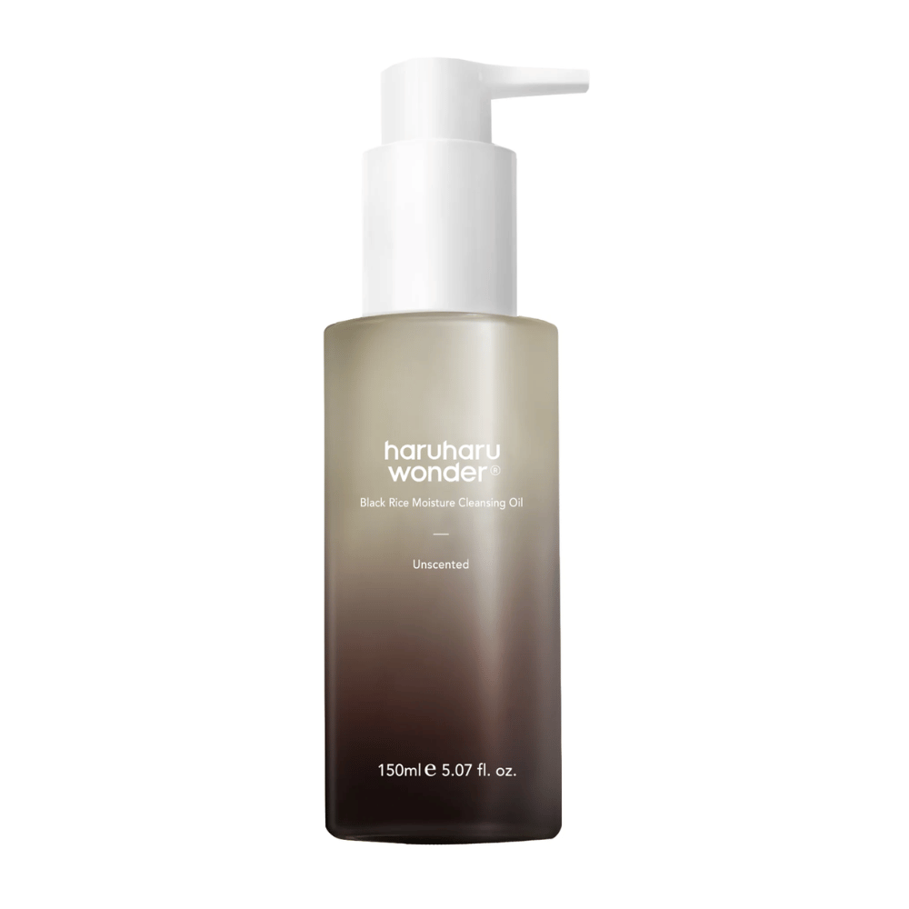 Haruharu Wonder Black Rice Moisture Cleansing Oil Unscented 150 ml – huile nettoyante douce à base de riz noir qui hydrate et nettoie la peau en profondeur.