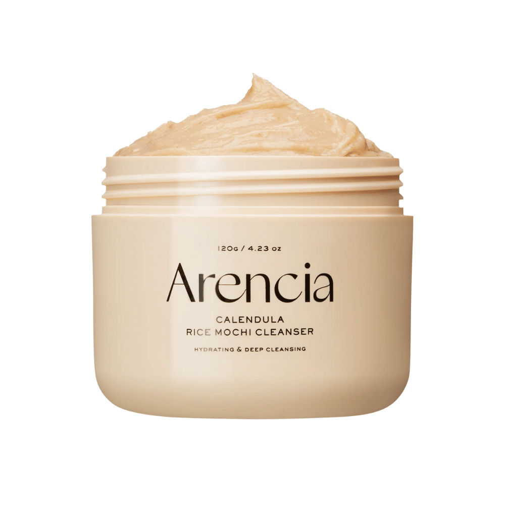 Arencia Calendula Rice Mochi Cleanser 120 g – un nettoyant pour le visage coréen hydratant et purifiant en profondeur avec du calendula et du riz qui apaise la peau et lui donne un éclat naturel.