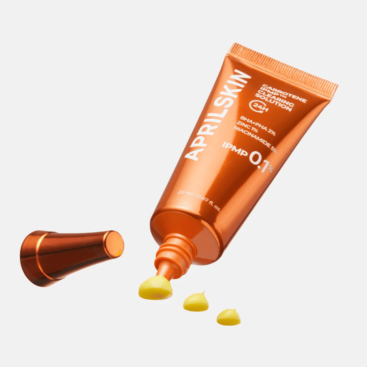 APRILSKIN Carrotene IPMP Clearing Solution traitement localisé contre les boutons et la peau impure, formule concentrée avec IPMP 0.1 % et acides exfoliants