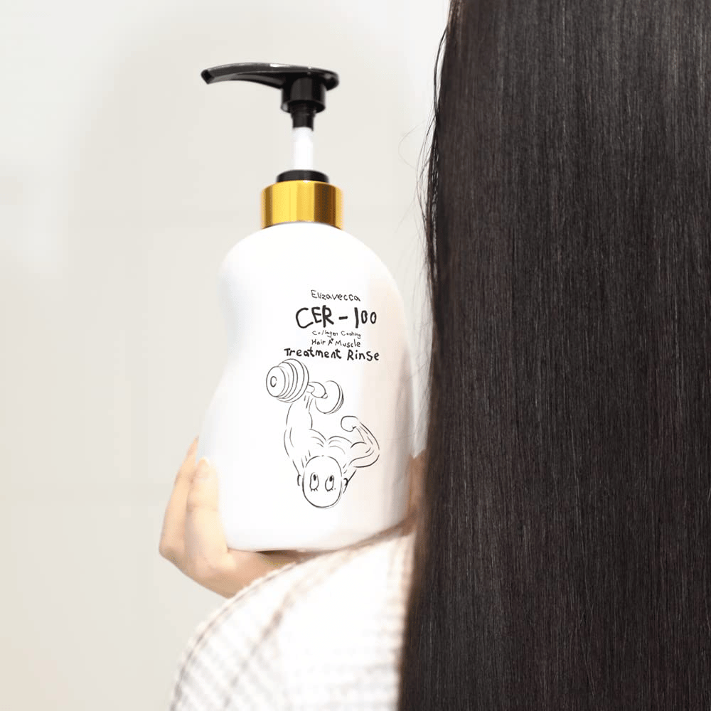 Elizavecca CER-100 Collagen Coating Hair Muscle Treatment Rinse – baume réparateur avec collagène pour cheveux longs, secs et abîmés