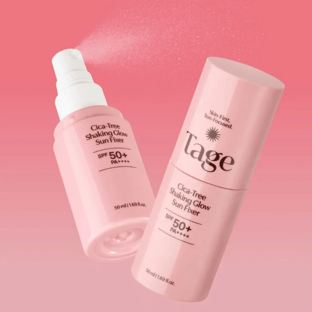 TAGE Cica-Tree Shaking Glow Sun Fixer SPF50+ PA++++ – spray solaire hydratant avec effet glow