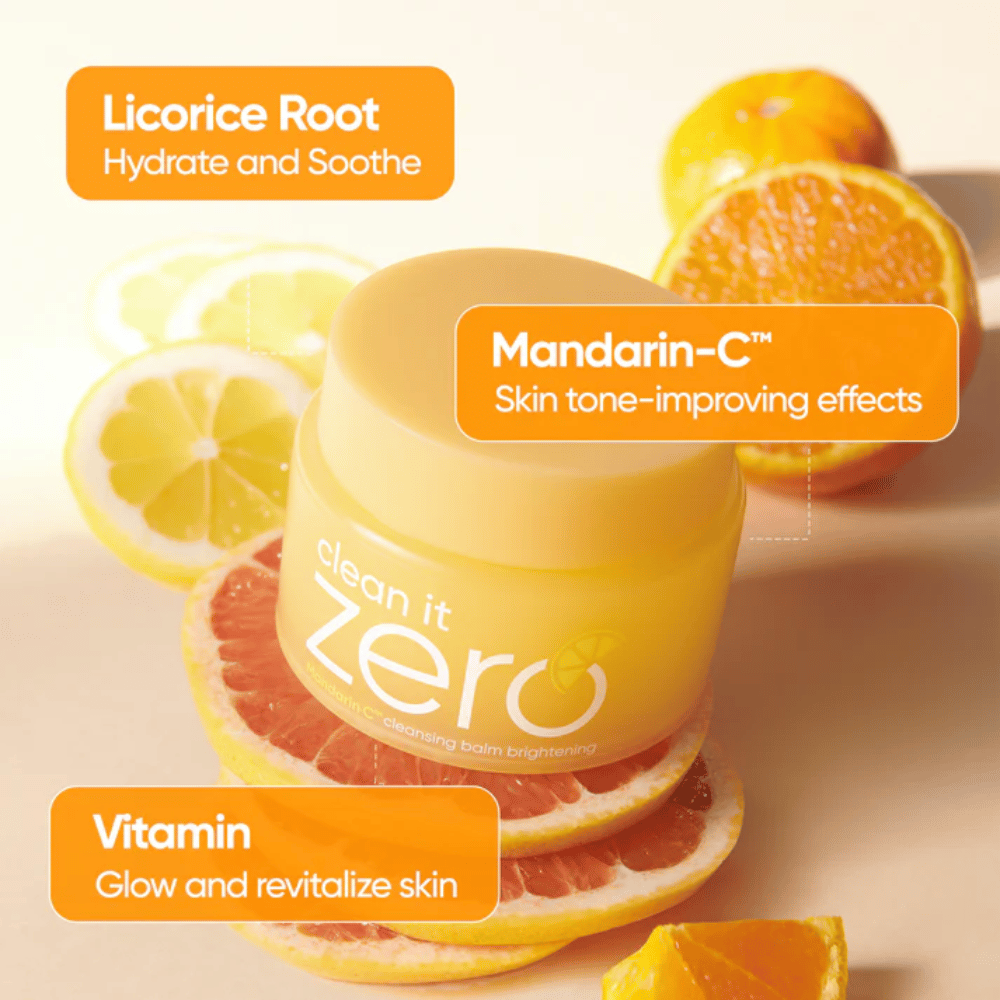 Banila Co Clean It Zero Mandarin-C cleansing balm à l’extrait d’orange qui améliore le teint, l’éclat et aide à lutter contre le teint irrégulier et les ridules
