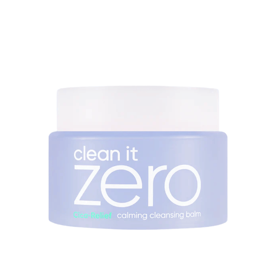 Clean It Zero Cica-Relief Calming Cleansing Balm dans son emballage d'origine, baume nettoyant doux avec CICA qui apaise la peau et élimine le maquillage sans assécher.