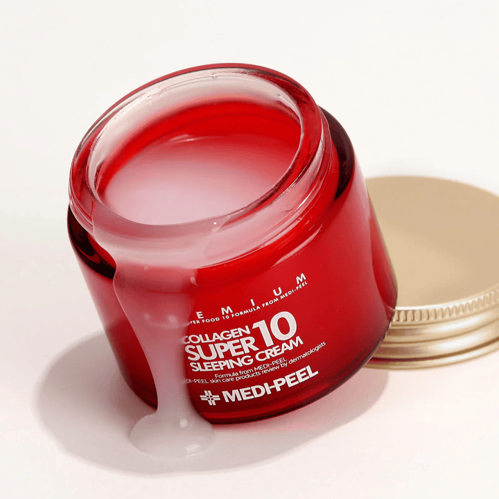 MEDI-PEEL Collagen Super 10 Sleeping Cream – crème de nuit coréenne avec collagène qui hydrate, renforce la barrière cutanée et donne de la fermeté pendant la nuit.