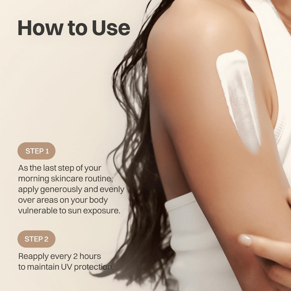 Beauty of Joseon Comfort Protection Mineral Body Sun Lotion SPF30 appliqué sur le bras