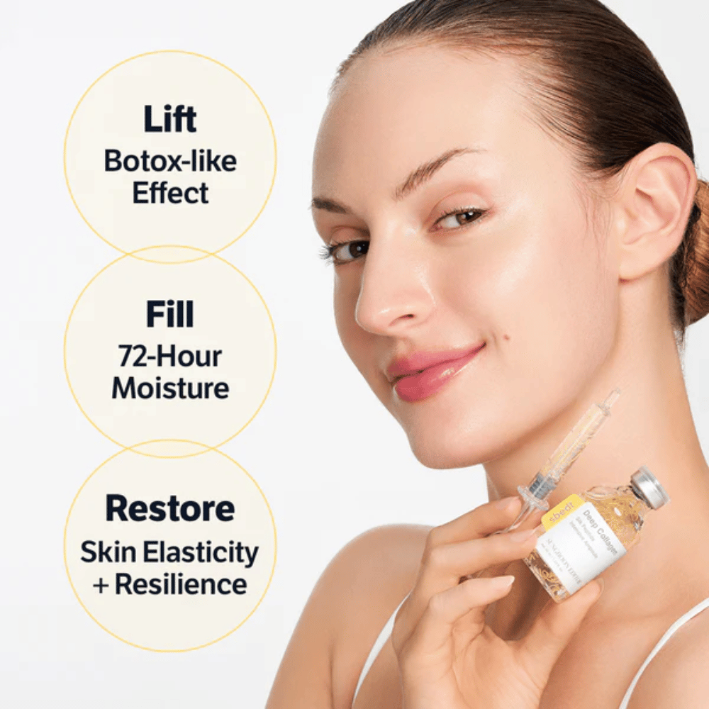 SUNGBOON EDITOR Deep Collagen Silk Peptide Intensive Ampoule – sérum anti-âge avec peptides qui aident à donner une peau plus ferme, améliorer l'élasticité et hydrater jusqu'à 72 heures.