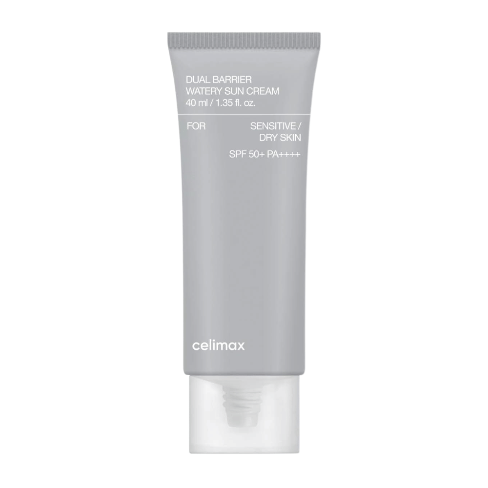 Celimax Dual Barrier Watery Sun Cream SPF50+ PA++++ 40 ml – protection solaire minérale hydratante pour peau sèche et sensible avec des céramides et Aquatide.