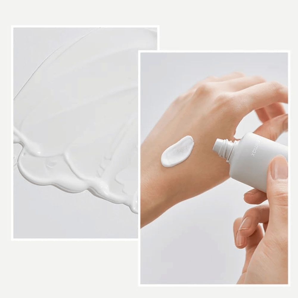 Celimax Dual Barrier Watery Sun Cream SPF50+ PA++++ avec une texture légère et hydratante qui absorbe rapidement sans film blanc ni effet collant.