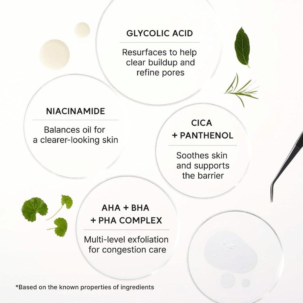 Arencia Eraser Shot Glycolic Acid Booster – acide glycolique, niacinamide, cica, panthénol ainsi que AHA BHA PHA