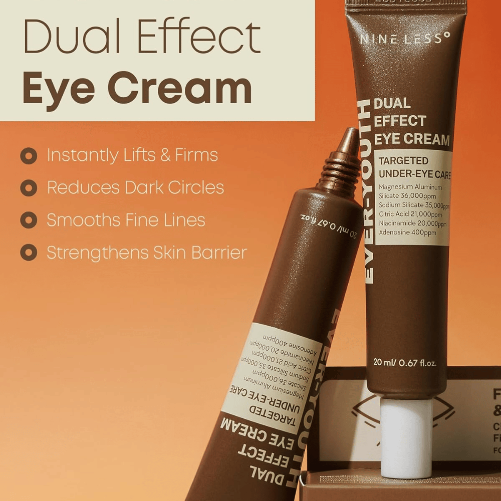 NINE LESS Ever-Youth Dual Effect Eye Cream – crème contour des yeux raffermissant pour les cernes, les ridules et la barrière cutanée