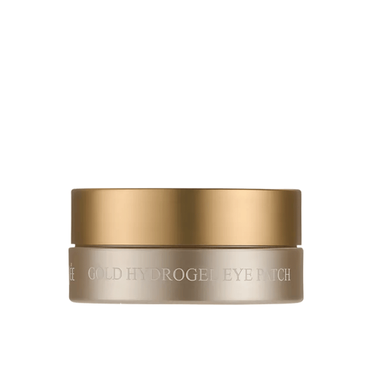 Image produit détourée de PETITFEE Gold Hydrogel Eye Patch dans un élégant pot doré sur fond clair. Le design donne une impression exclusive et luxueuse.