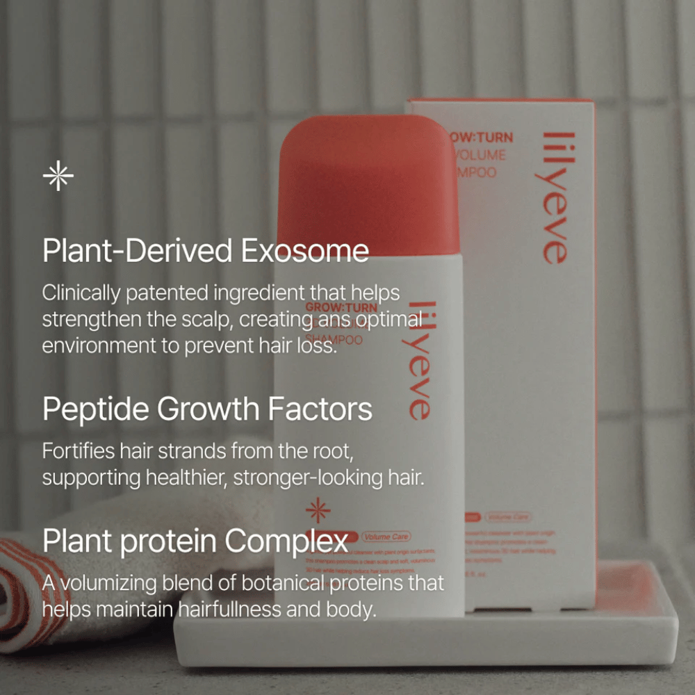 LILYEVE Grow:Turn Exosome 3D Volume Brush Shampoo avec une formule cliniquement développée pour le cuir chevelu et le volume
