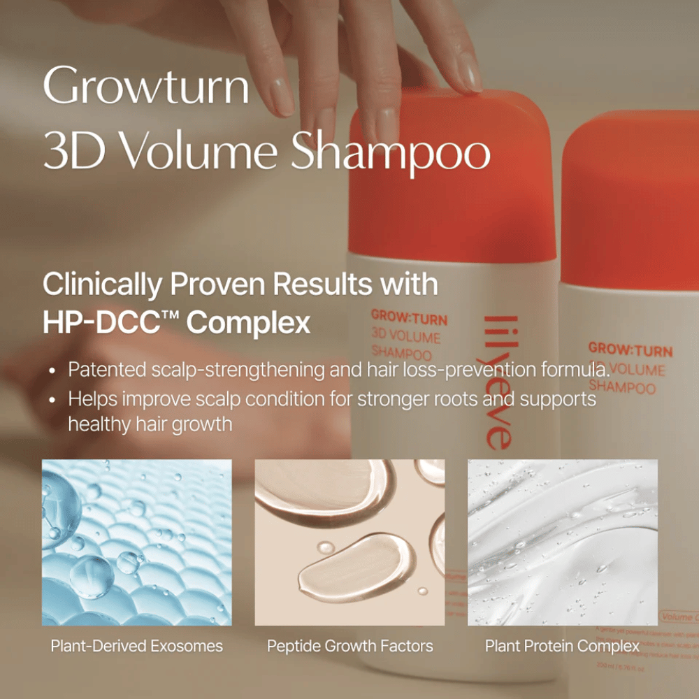 LILYEVE Grow:Turn Exosome 3D Volume Brush Shampoo avec des exosomes et des peptides pour des cheveux plus fournis