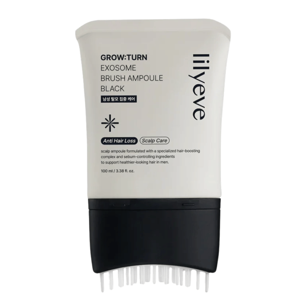 Image détourée du produit LILYEVE Grow:Turn Exosome Brush Ampoule Prime sur fond blanc. L’applicateur à brosse intégré permet d’appliquer facilement le sérum directement sur le cuir chevelu pour un soin quotidien des cheveux et du cuir chevelu.