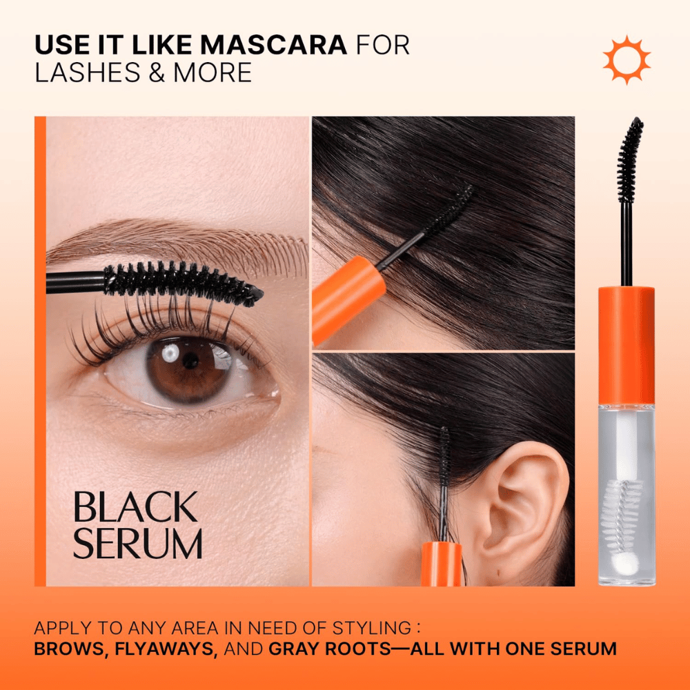 LILYEVE Grow Turn Exosome Dual Lash Serum – sérum noir pour la journée à appliquer sur les cils, les sourcils et la ligne des cheveux.