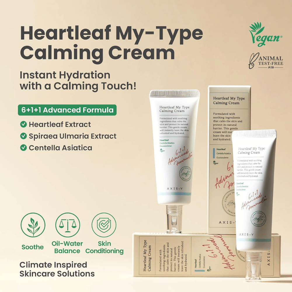 AXIS-Y Heartleaf My Type Calming Cream – crème visage hydratant et apaisant pour peau sensible