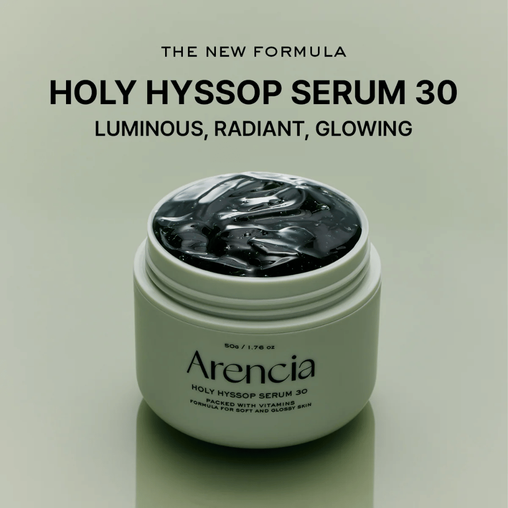 Arencia Holy Hyssop Serum 30 – nouveau sérum illuminant avec une formule riche en vitamines qui donne un teint uniforme, éclatant et sain.