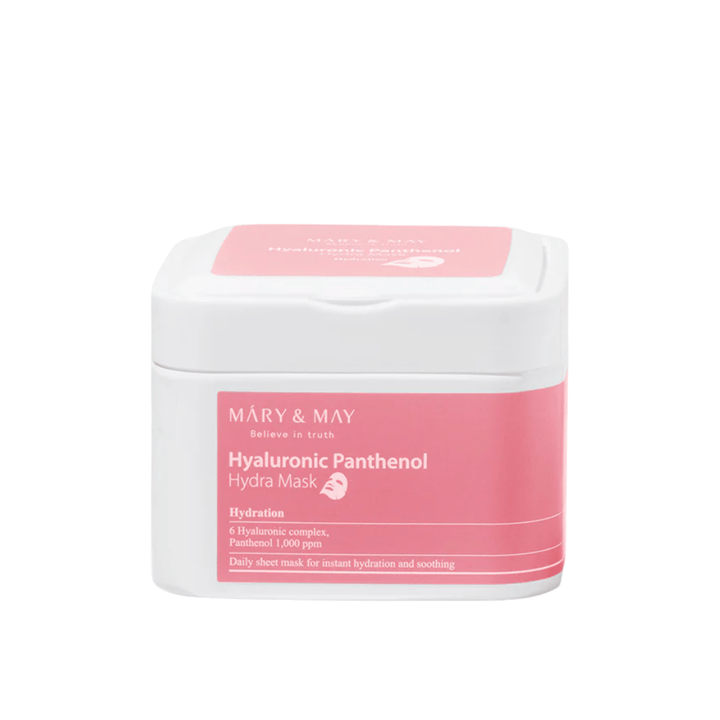 Mary & May Hyaluronic Panthenol Hydra Mask – masque facial coréen avec complexe d'acide hyaluronique et panthénol 1000 ppm pour une hydratation profonde