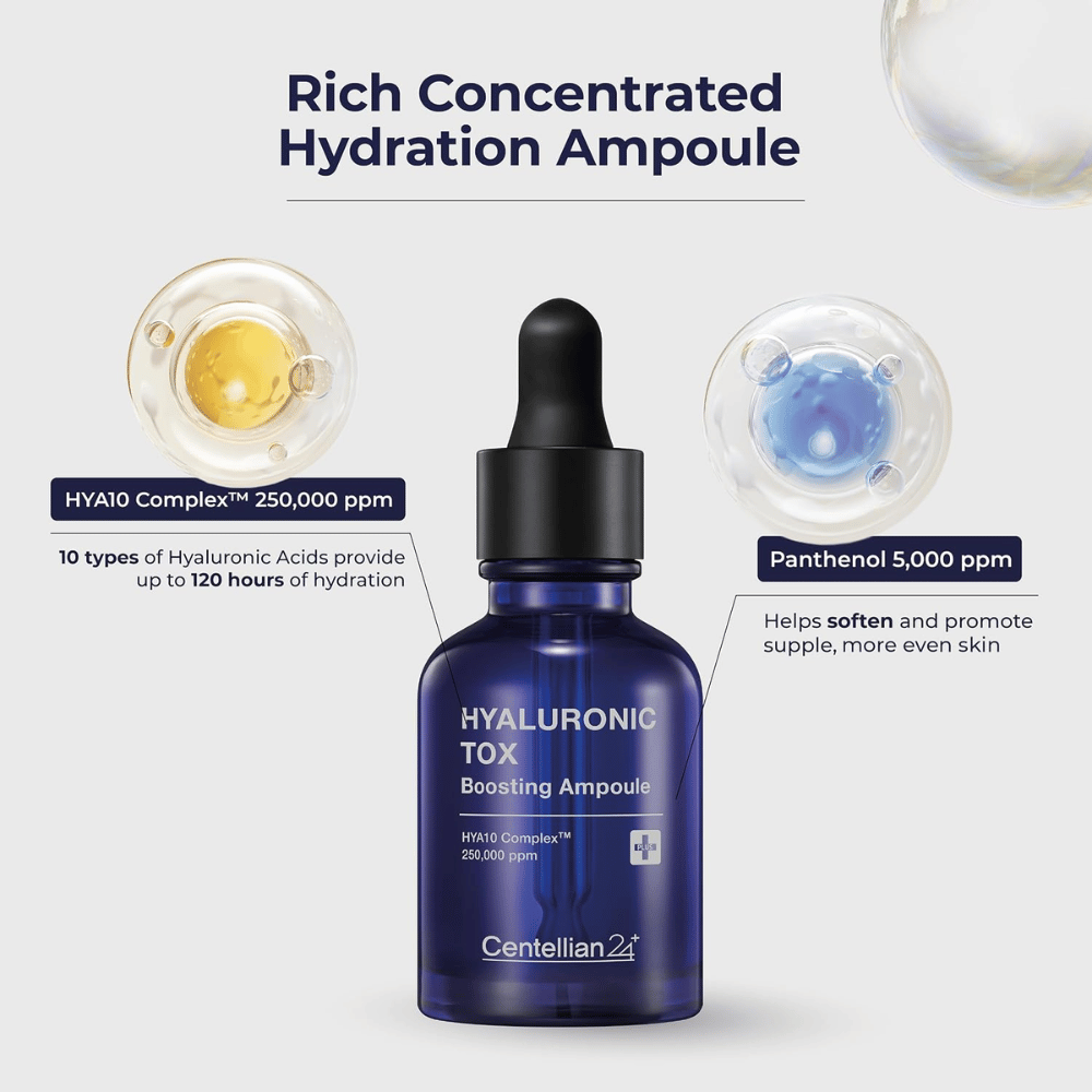 3. Centellian24 Hyaluronic Tox Boosting Ampoule – sérum avec 10 types d’acide hyaluronique et panthénol