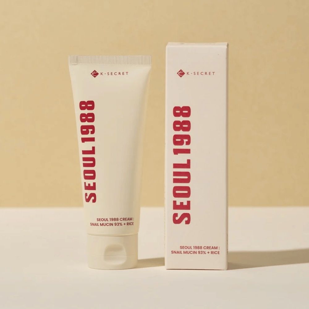 Image du produit avec emballage pour SEOUL 1988 Cream : Snail Mucin 93% + Rice 100ml