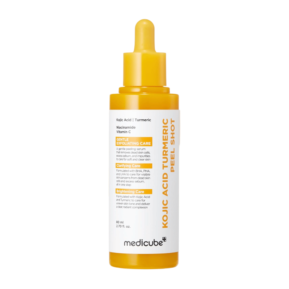 Medicube Kojic Acid Turmeric Peel Shot 80 ml – peeling exfoliant à l’acide kojique, au curcuma, à la niacinamide et à la vitamine C.
