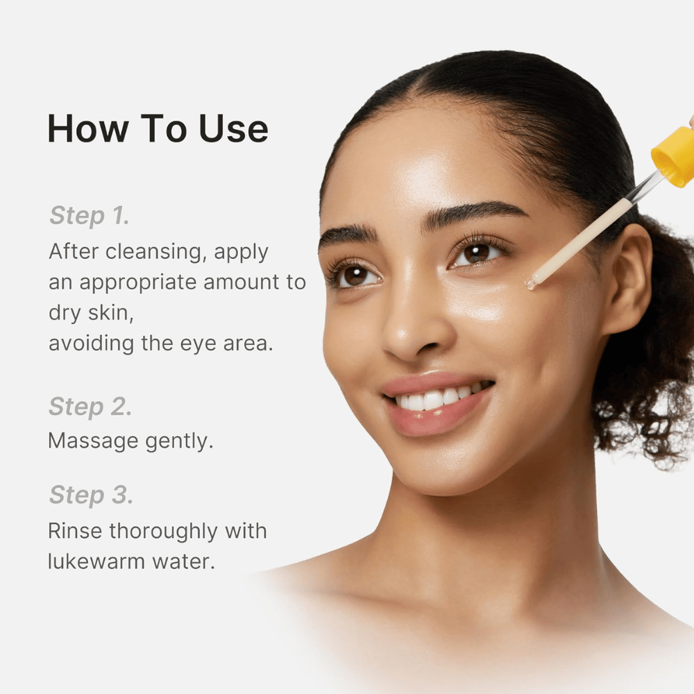 Comment utiliser Medicube Kojic Acid Turmeric Peel Shot – appliquez sur peau sèche, massez délicatement et rincez à l’eau tiède.