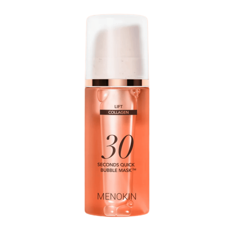Image produit détourée de MENOKIN LIFT 30 Seconds Quick Bubble Mask montrant clairement le design orange épuré et le flacon-pompe.