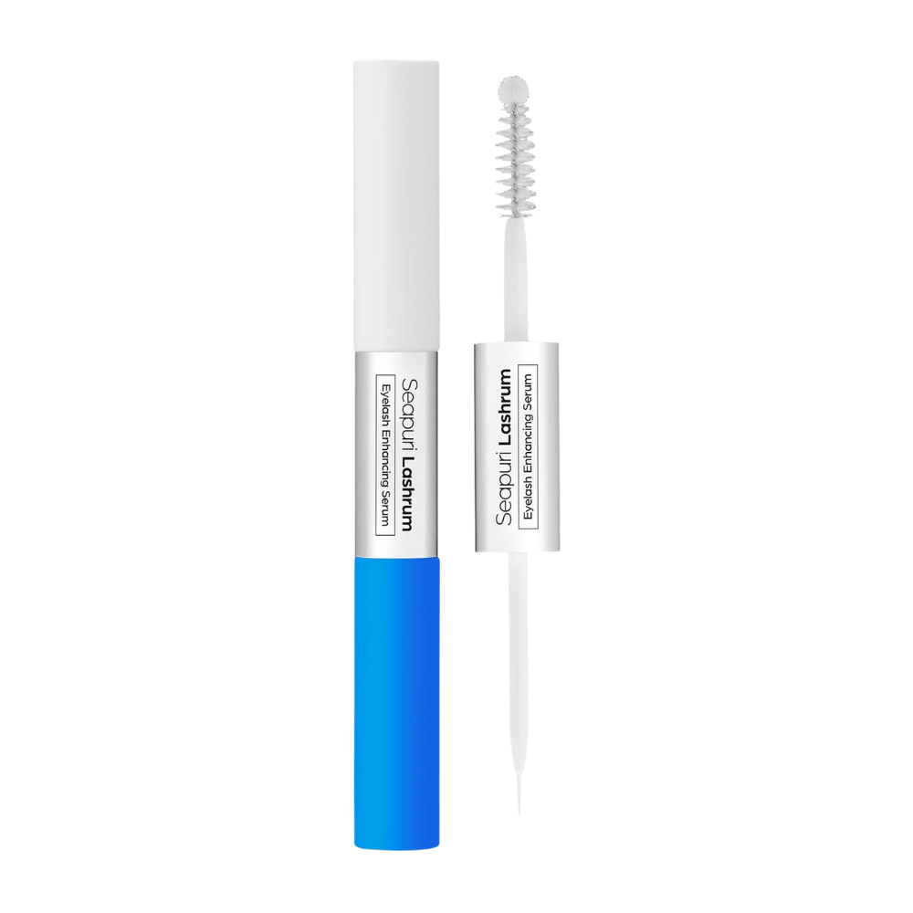 Seapuri Lashrum Eyelash Enhancing Serum avec brosse et manchon. Sérum nutritif qui renforce et allonge les cils.