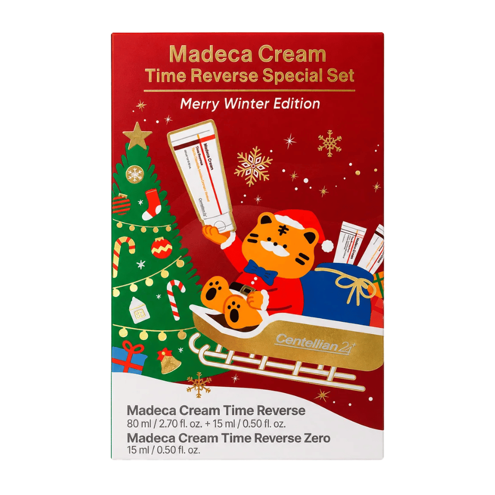 1. Centellian24 Madeca Cream Time Reverse Special Set Merry Winter Edition – coffret de Noël de soins de la peau dans un emballage cadeau rouge