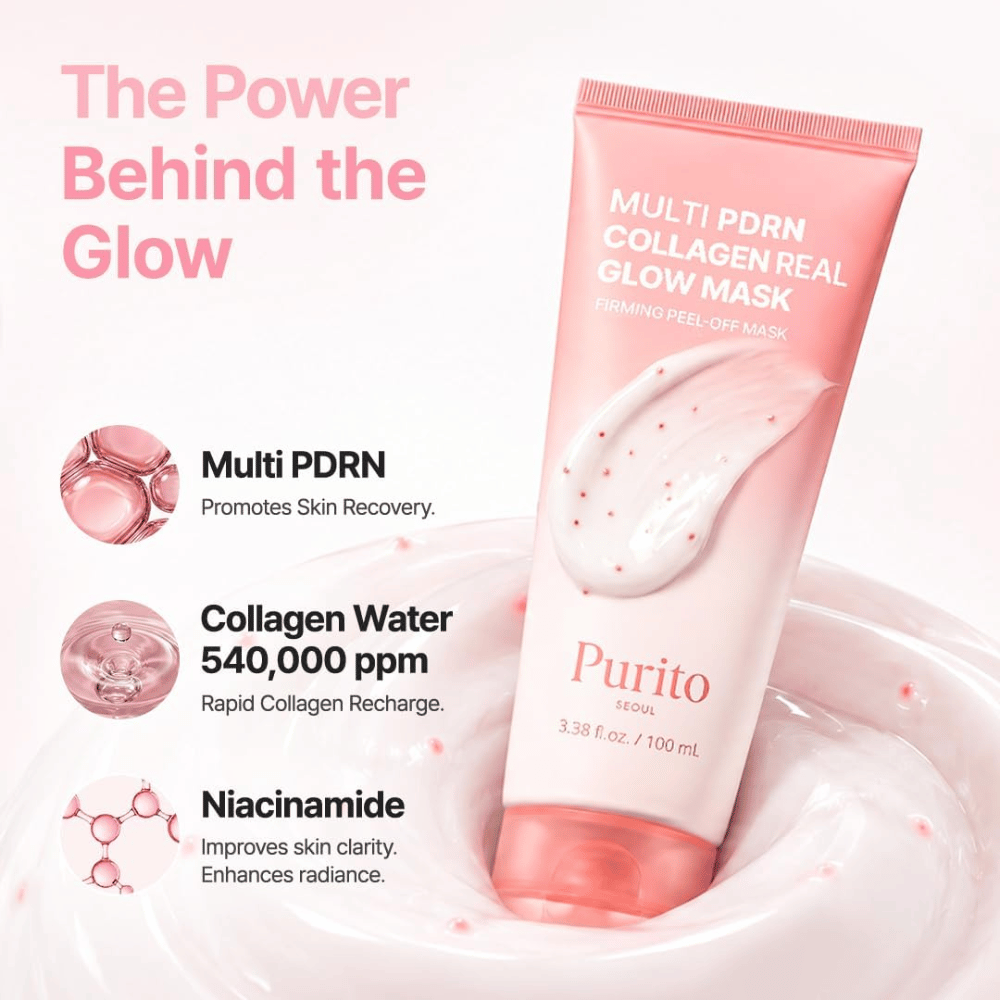 Purito SEOUL Multi PDRN Collagen Real Glow Mask – masque peel-off avec PDRN, eau de collagène et niacinamide pour l’éclat