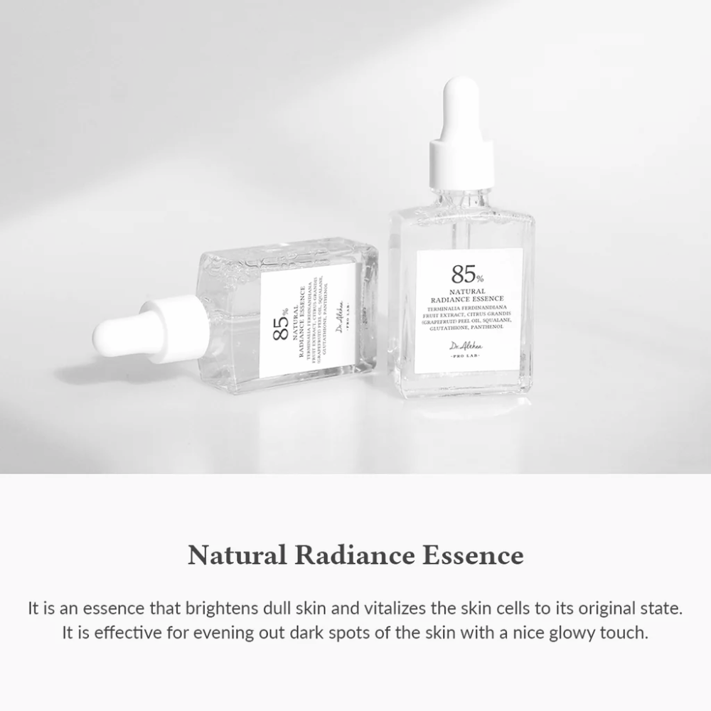 Dr. Althea Natural Radiance Essence qui hydrate, donne de l'éclat et unifie le teint pour une peau fraîche et rayonnante.