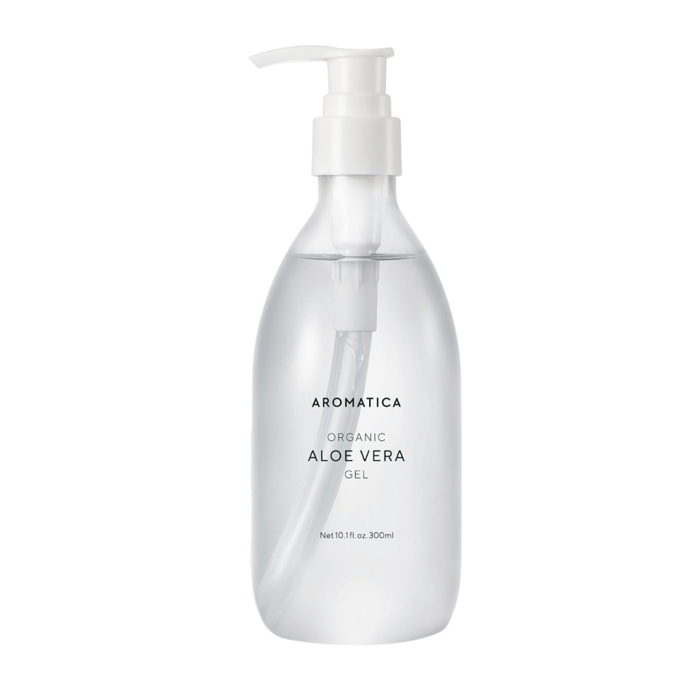1. AROMATICA Organic Aloe Vera Gel 300 ml – image du produit avec flacon pompe