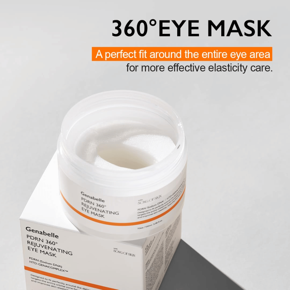 Genabelle PDRN Masque contour des yeux régénérant 360° avec ajustement à 360 degrés qui couvre l’ensemble du contour des yeux pour un soin efficace et une élasticité améliorée.