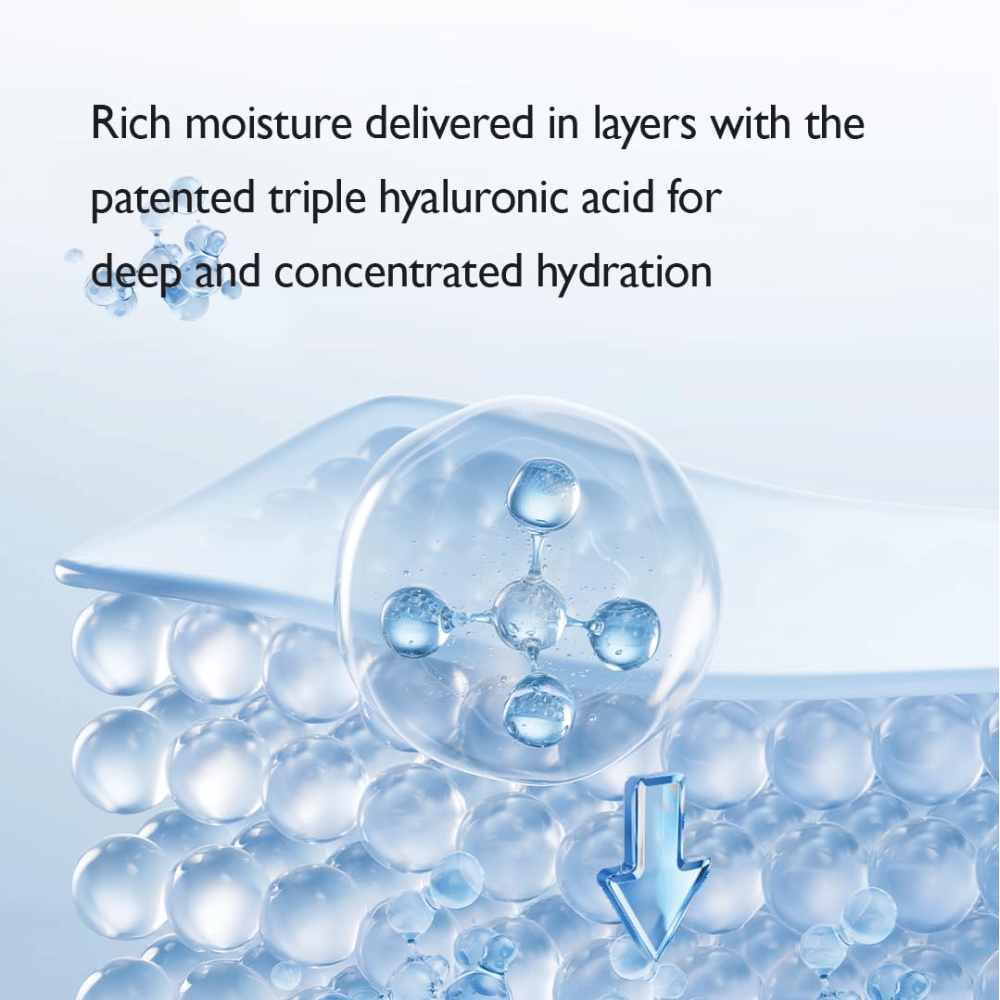 Genabelle PDRN Masque contour des yeux régénérant 360° avec acide hyaluronique triple qui procure une hydratation profonde et une humidité intense autour de tout le contour des yeux.